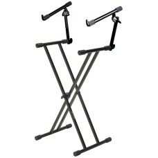 Quik Lok T/22 Double-brace "X" keyboard stand with tilt and angle adjustable second tier